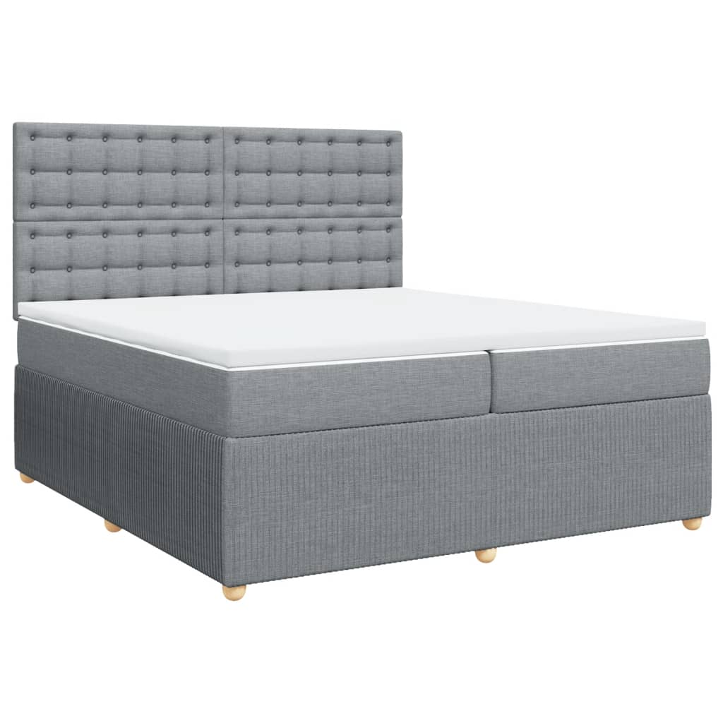 Sommier à lattes de lit avec matelas Gris clair 200x200cm Tissu