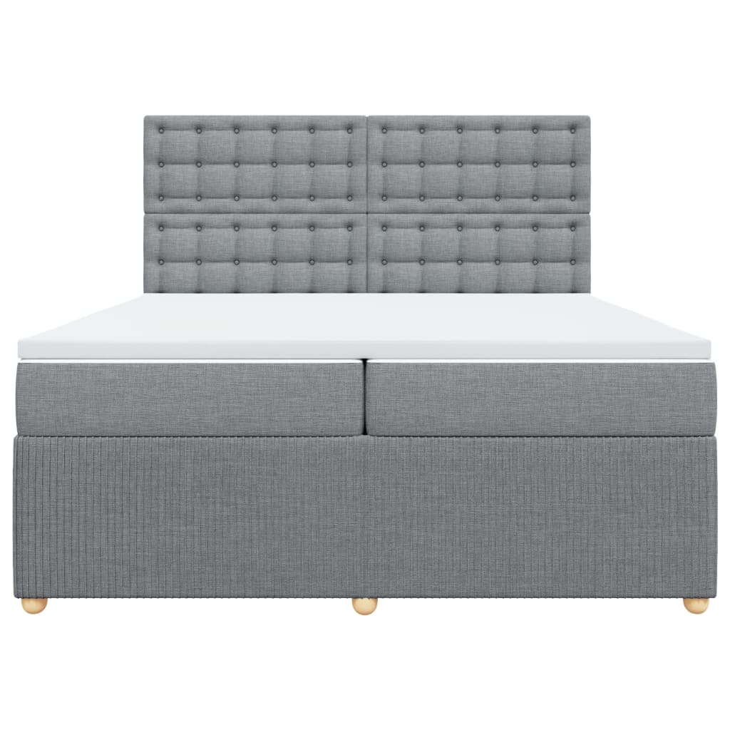 Sommier à lattes de lit avec matelas Gris clair 200x200cm Tissu