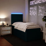 Slatted bed base with blue mattress 90x190 cm velvet