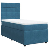 Slatted bed base with blue mattress 90x190 cm velvet