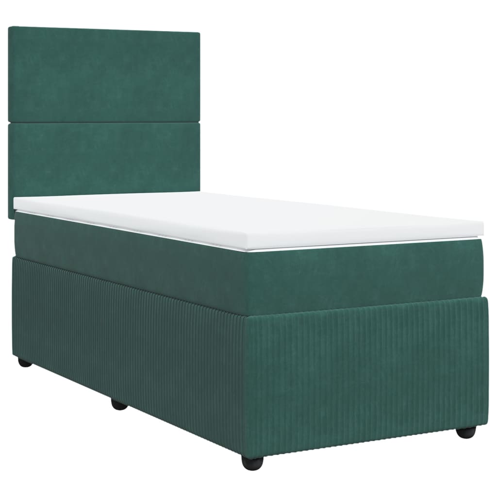 Slatted bed base with mattress Dark green 90x200 cm