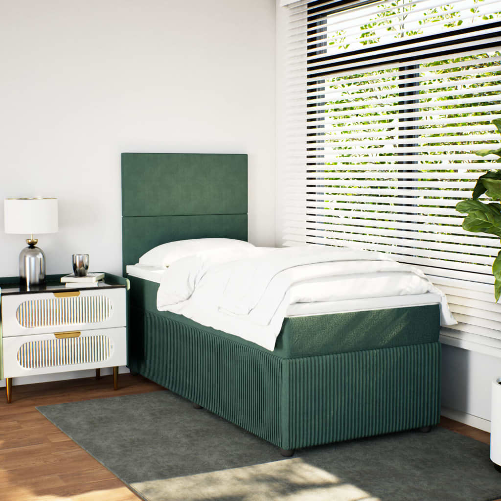 Slatted bed base with mattress Dark green 90x200 cm