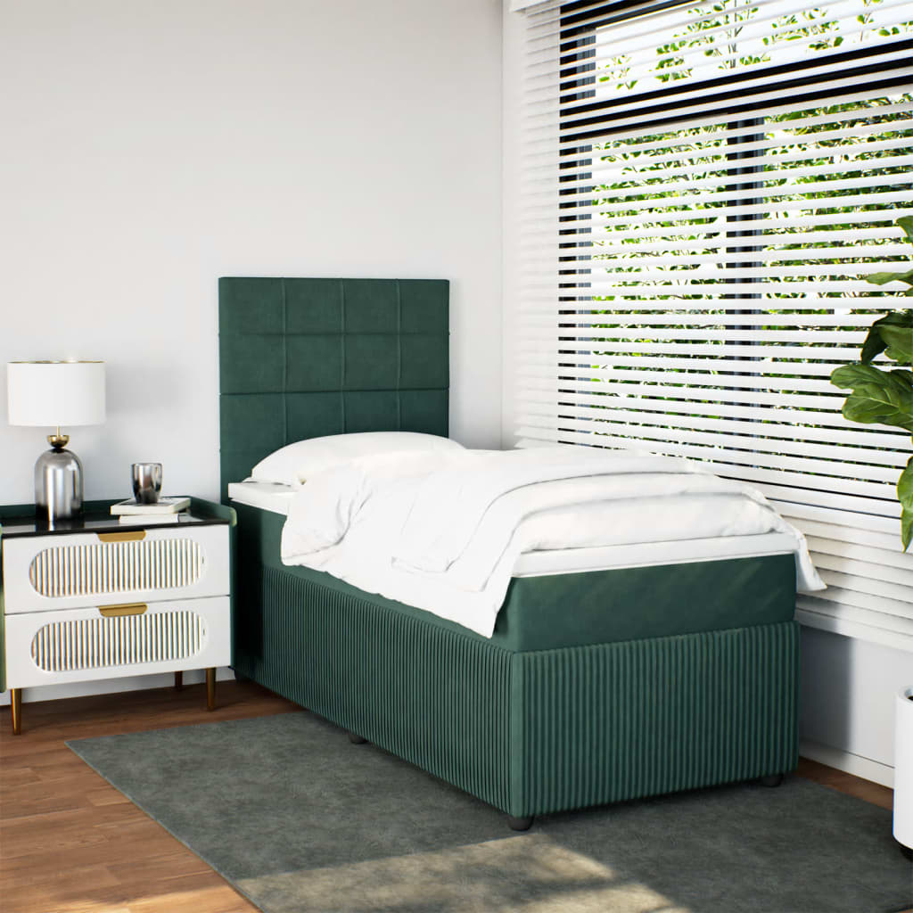 Slatted bed base with mattress Dark green 90x200 cm