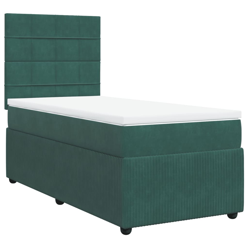 Slatted bed base with mattress Dark green 100x200 cm