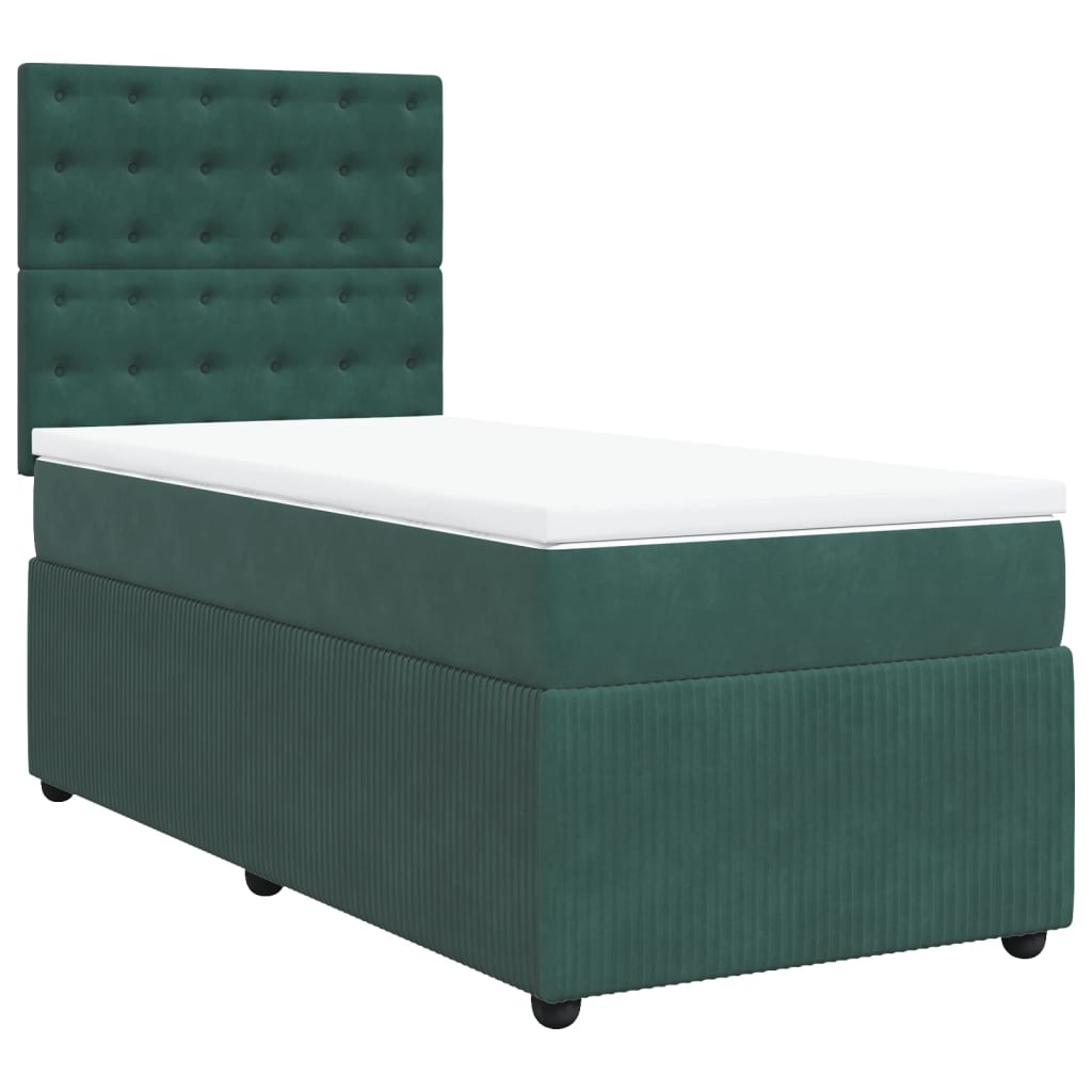 Slatted bed base with mattress Dark green 100x200 cm