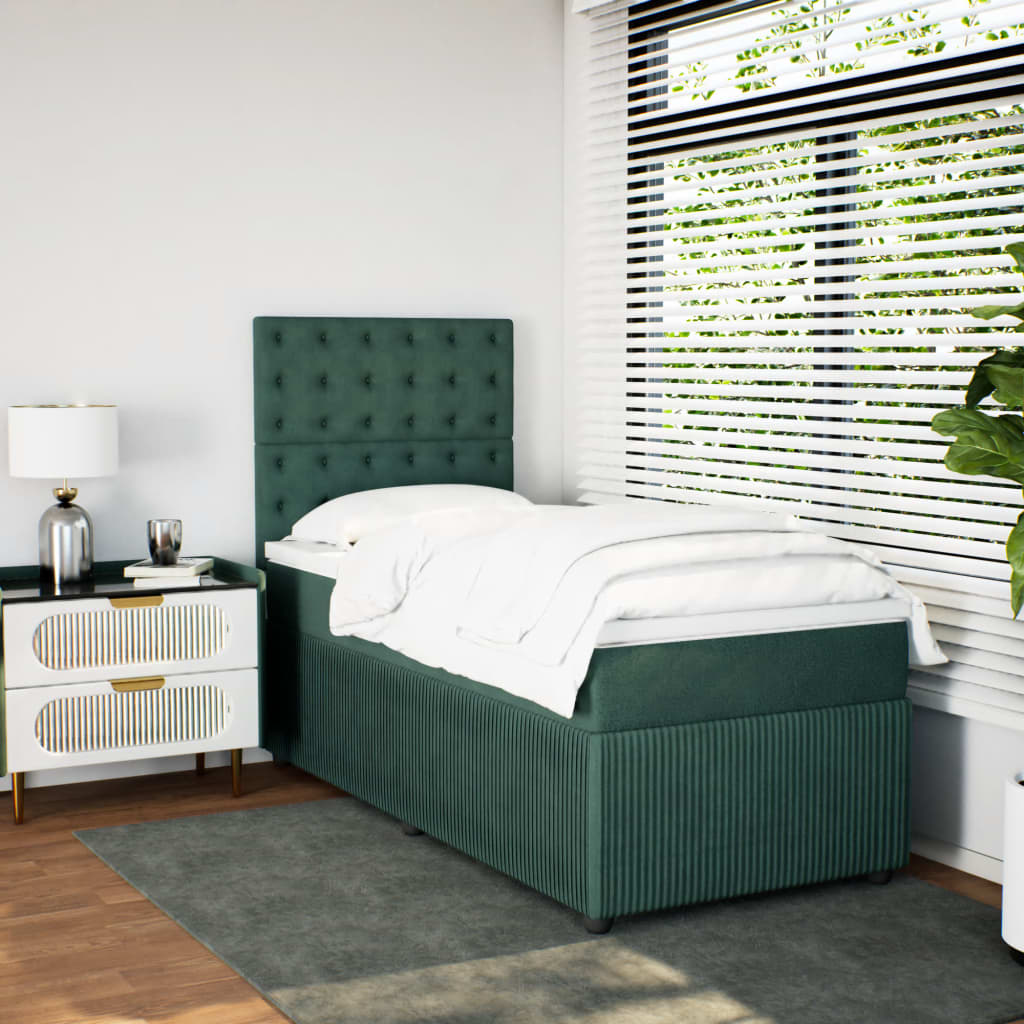 Slatted bed base with mattress Dark green 100x200 cm