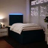 Slatted bed base and blue mattress 120x190 cm velvet