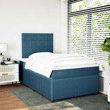 Slatted bed base and blue mattress 120x190 cm velvet