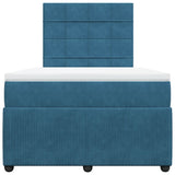 Slatted bed base and blue mattress 120x190 cm velvet