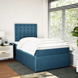 Slatted bed base and blue mattress 120x190 cm velvet