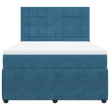 Slatted bed base and blue mattress 140x190 cm velvet