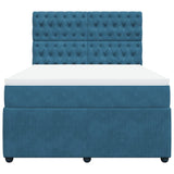 Slatted bed base and blue mattress 140x190 cm velvet