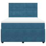 Slatted bed base and blue mattress 140x200 cm velvet