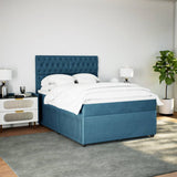 Slatted bed base and blue mattress 140x200 cm velvet