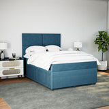 Slatted bed base and blue mattress 160x200 cm velvet