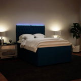 Slatted bed base and blue mattress 160x200 cm velvet