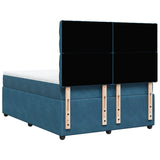 Slatted bed base and blue mattress 160x200 cm velvet