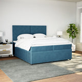 Slatted bed base and mattress Blue 200x200 cm velvet