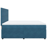 Slatted bed base and mattress Blue 200x200 cm velvet