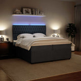 Dark Grey 200x200cm Velvet Bed Slatted Base and Mattress