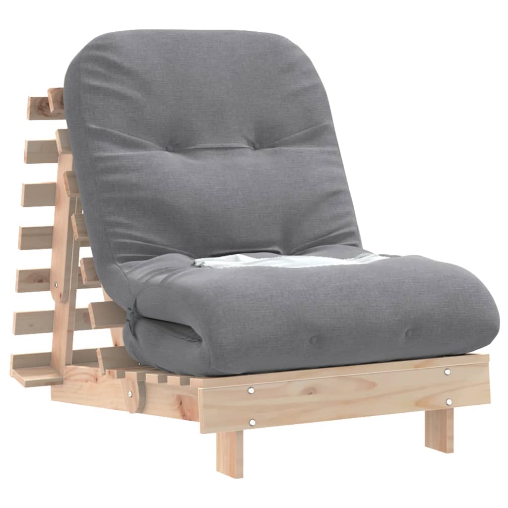 Canapé-lit futon avec matelas 70x206x11 cm bois massif de pin