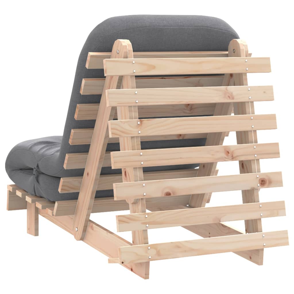 Canapé-lit futon avec matelas 70x206x11 cm bois massif de pin