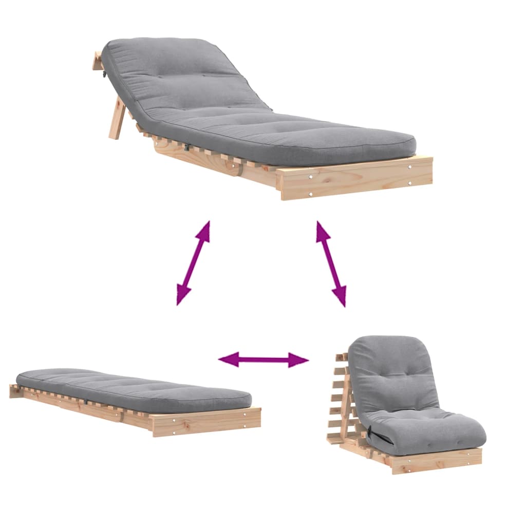 Canapé-lit futon avec matelas 70x206x11 cm bois massif de pin