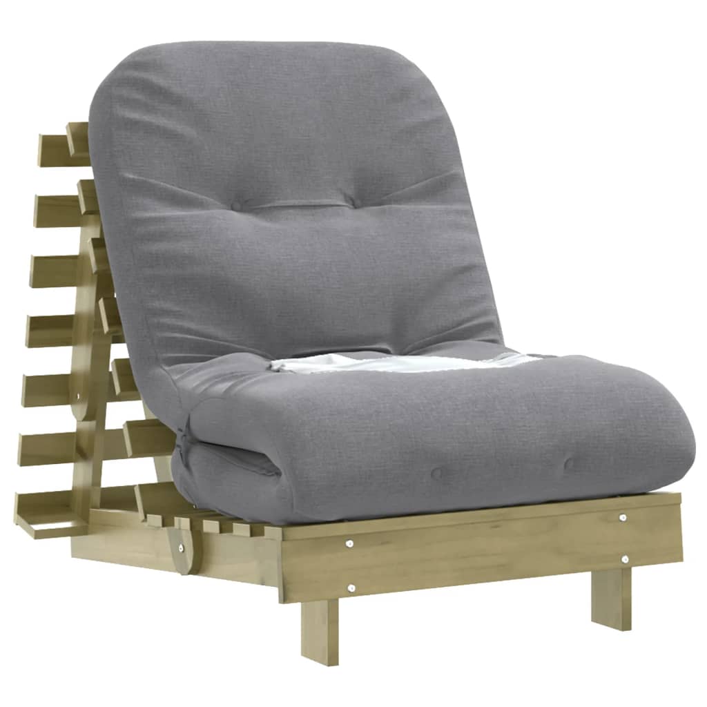 Canapé-lit futon avec matelas 70x206x11 cm bois de pin imprégné