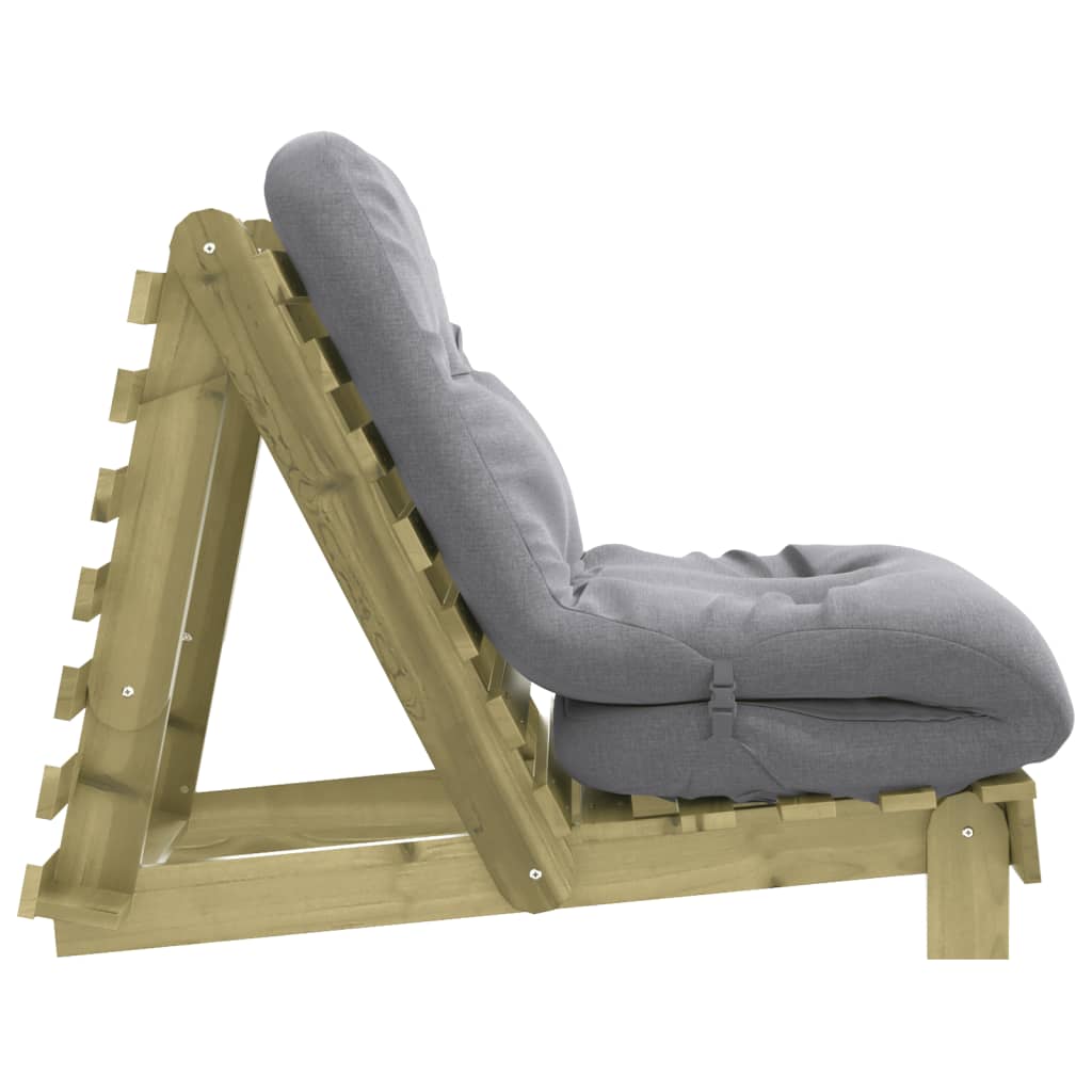 Canapé-lit futon avec matelas 70x206x11 cm bois de pin imprégné