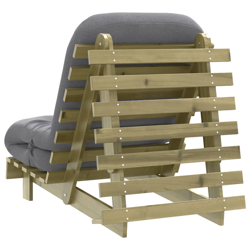 Canapé-lit futon avec matelas 70x206x11 cm bois de pin imprégné