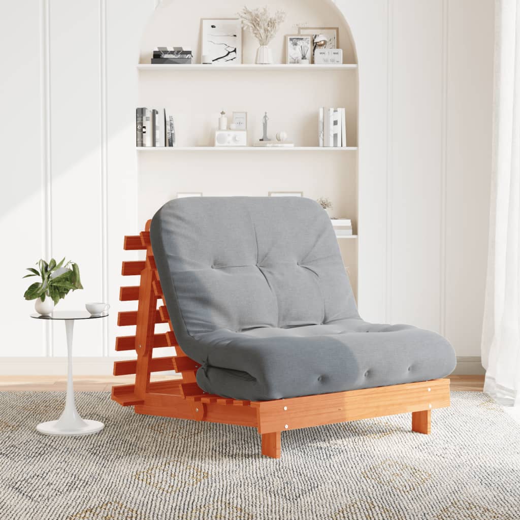 Canapé-lit futon avec matelas 80x206x11 cm bois massif de pin