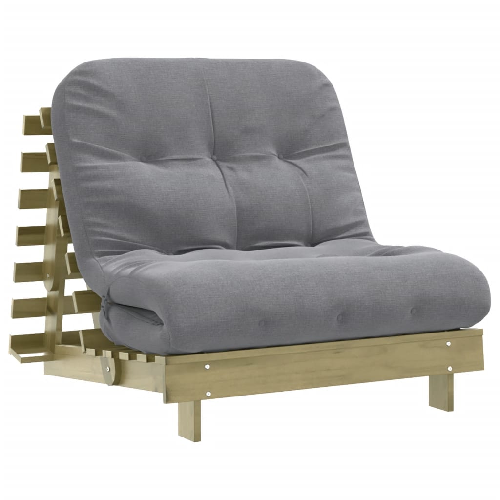 Canapé-lit futon avec matelas 80x206x11 cm bois de pin imprégné