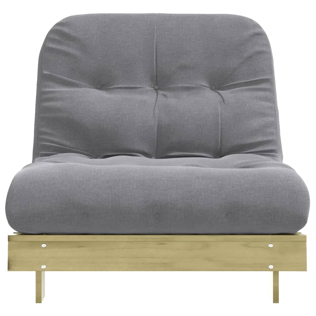 Canapé-lit futon avec matelas 80x206x11 cm bois de pin imprégné