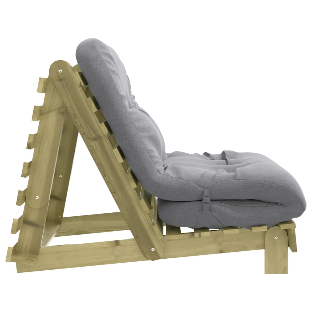 Canapé-lit futon avec matelas 80x206x11 cm bois de pin imprégné