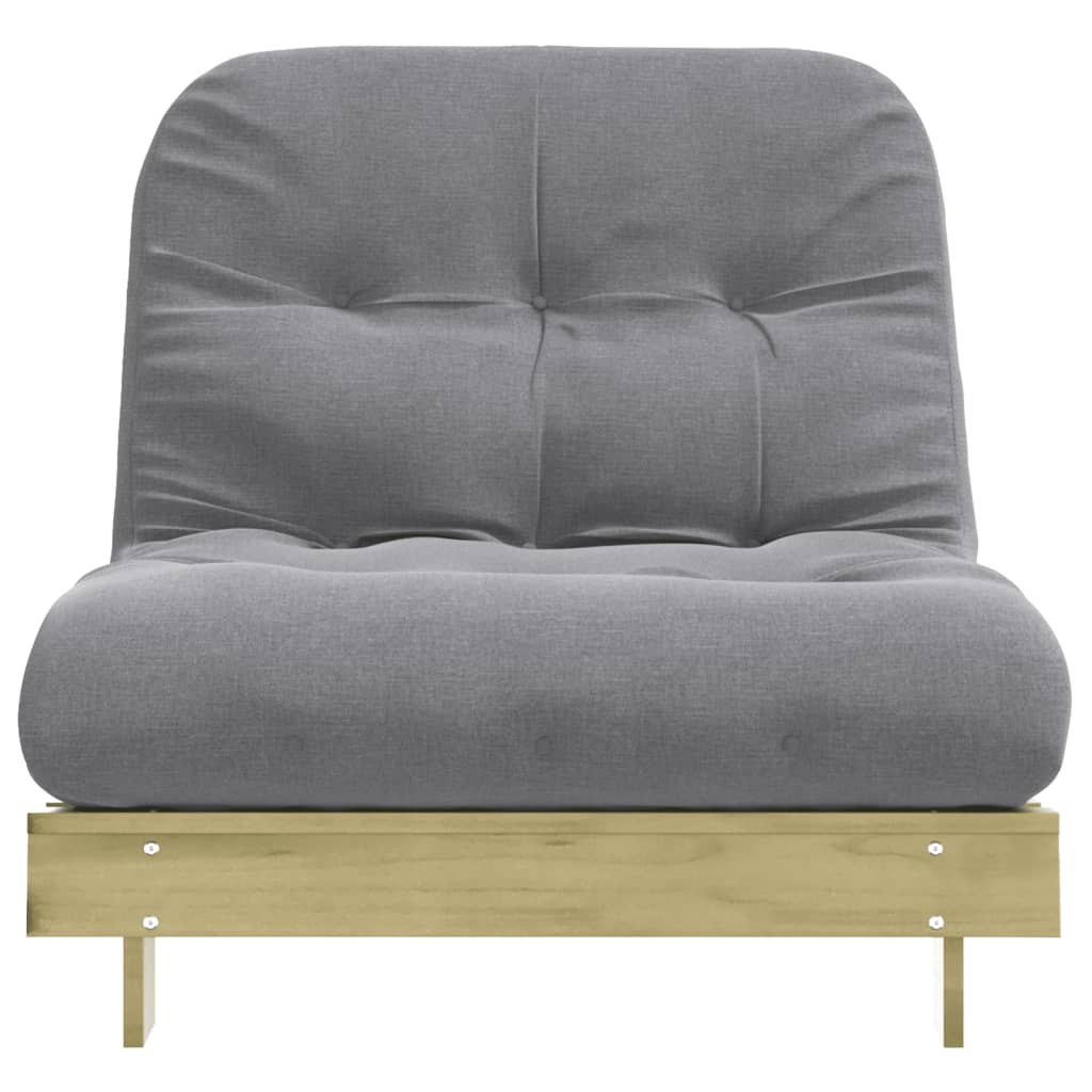 Canapé-lit futon avec matelas 90x206x11 cm bois de pin imprégné