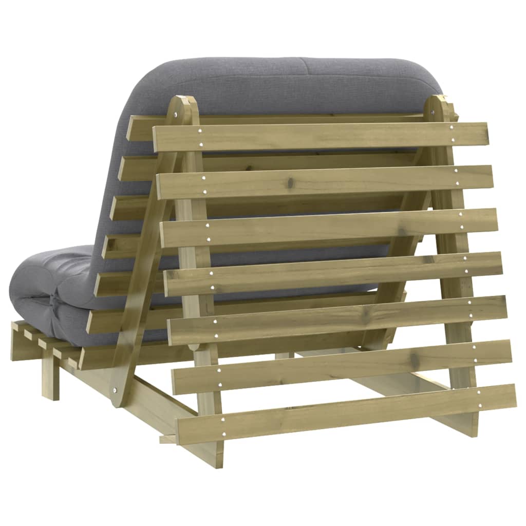 Canapé-lit futon avec matelas 90x206x11 cm bois de pin imprégné