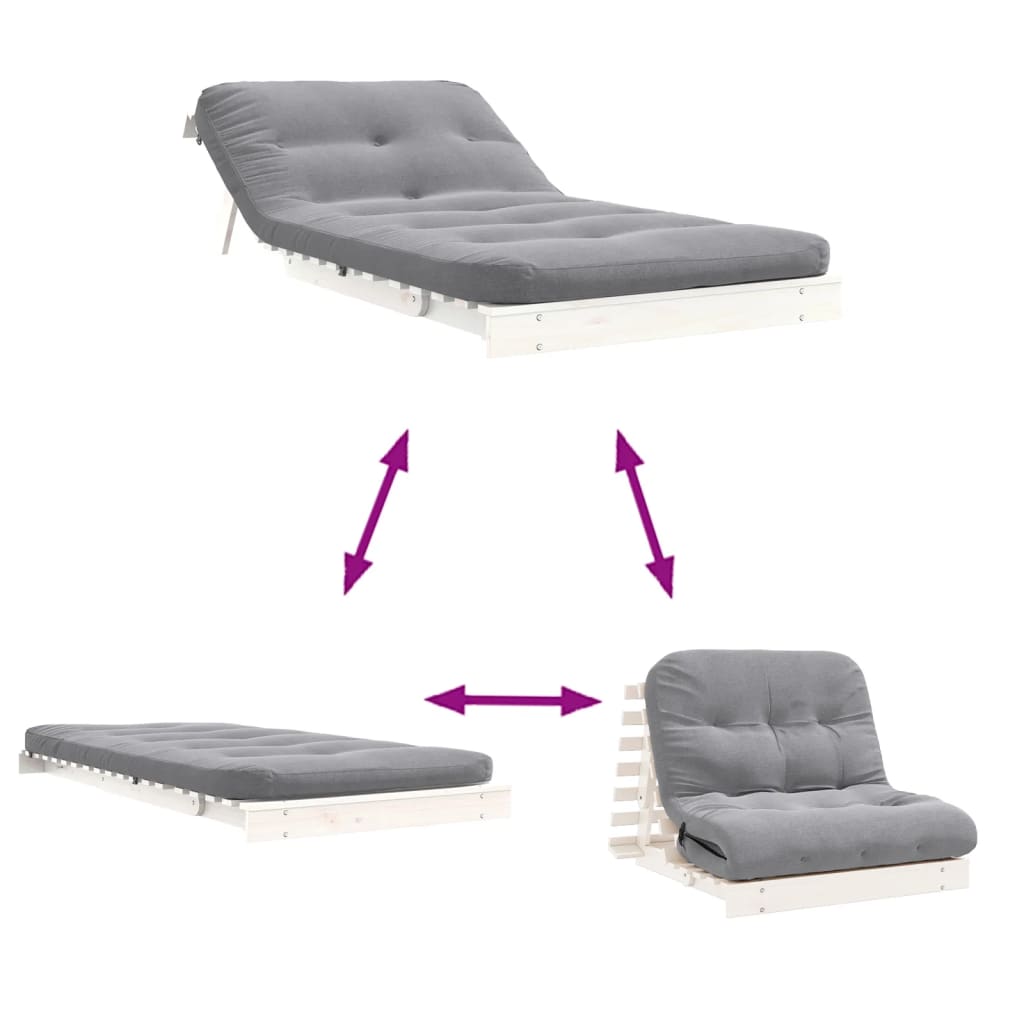 Canapé-lit futon avec matelas 100x206x11 cm bois massif de pin