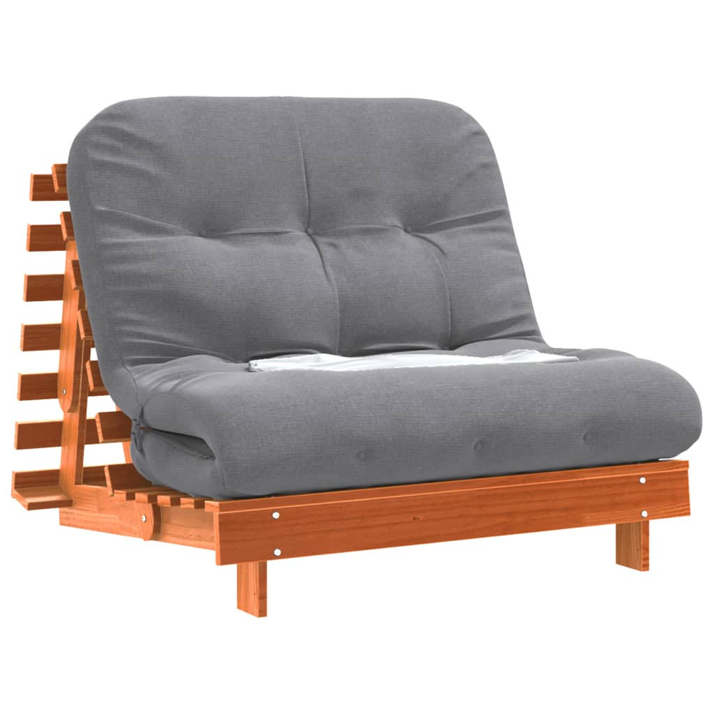 Canapé-lit futon avec matelas 100x206x11 cm bois massif de pin