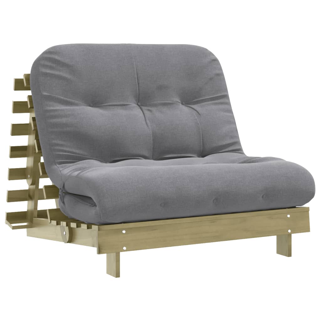 Canapé-lit futon avec matelas 100x206x11cm bois de pin imprégné