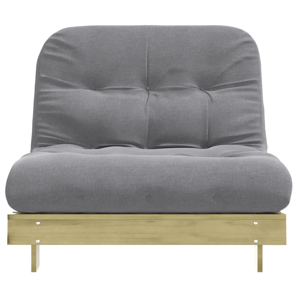 Canapé-lit futon avec matelas 100x206x11cm bois de pin imprégné