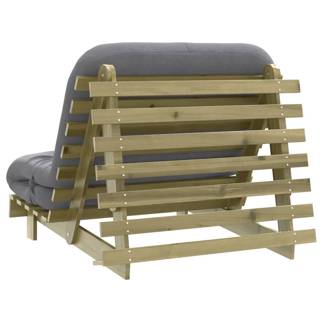 Canapé-lit futon avec matelas 100x206x11cm bois de pin imprégné