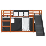 Lit superposé sans matelas avec toboggan blanc noir 90x200 cm