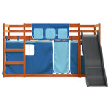 Lit superposé sans matelas avec toboggan et rideaux 90x200 cm