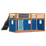 Lit superposé sans matelas avec toboggan et rideaux 90x200 cm