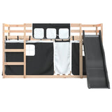 Lit superposé sans matelas avec toboggan blanc noir 80x200 cm