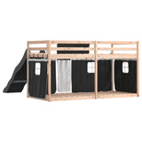 Lit superposé sans matelas avec toboggan blanc noir 80x200 cm