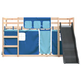 Lit superposé sans matelas avec toboggan et rideaux 80x200 cm