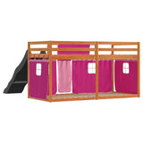 Lit superposé sans matelas avec toboggan et rideaux 80x200 cm