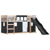 Lit superposé sans matelas avec toboggan blanc noir 90x190 cm