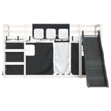 Lit superposé sans matelas avec toboggan blanc noir 90x190 cm